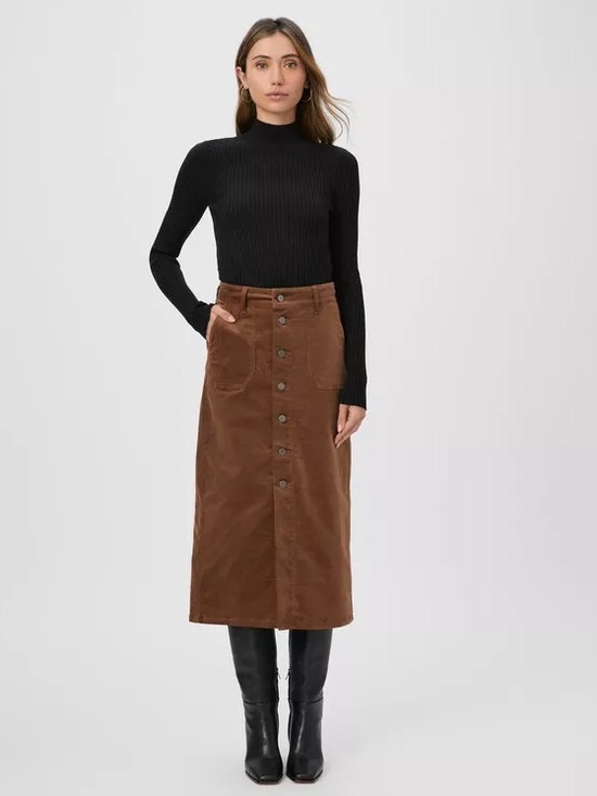 PAIGE Dresses & Skirts - Paige $269 Meadow Brown Corduroy Midi Pencil Skirt | Size 4 NWOT